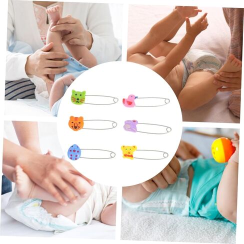 VICASKY 30pcs Animal Safety Pins Long Diaper Pins Stainless Steel Newborn Diaper Fasteners in Kuwait
