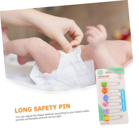 TIDTALEO 30pcs Stainless Steel Diaper Pins with Animal Heads, Traditional Safety Brooches for Newborns, Secure Cloth Diaper Fasteners for Diapering in Kuwait