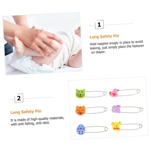 TIDTALEO 30pcs Stainless Steel Diaper Pins with Animal Heads, Traditional Safety Brooches for Newborns, Secure Cloth Diaper Fasteners for Diapering in Kuwait