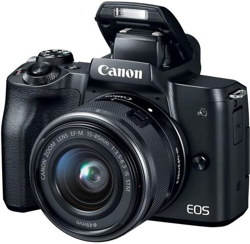 Canon EOS M50 Mirrorless Camera with 15-45mm Lens (Black) | 24.1MP APS-C Sensor, Dual Pixel CMOS AF, 4K Video & Vari-Angle Touchscreen | for Vlogging & Content (2680C011) + EF-M Lens Adapter + More in Kuwait