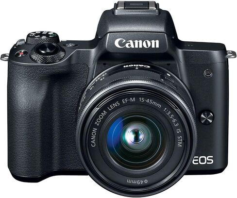 Canon EOS M50 Mirrorless Camera with 15-45mm Lens (Black) | 24.1MP APS-C Sensor, Dual Pixel CMOS AF, 4K Video & Vari-Angle Touchscreen | for Vlogging & Content (2680C011) + EF-M Lens Adapter + More in Kuwait