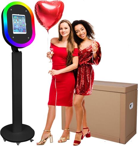 ZLPOWER Photo Booth for Any Ipad Photo Booth Stand Shell with Free Custom Logo Remote Control RGB Beauty Ring Lights Portable Photobooth Machine and Honeycomb Box Perfect for Parties Wedding Events in Kuwait