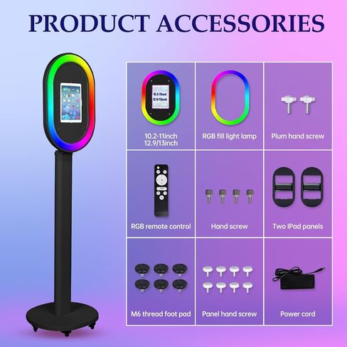 ZLPOWER Photo Booth for Any Ipad Photo Booth Stand Shell with Free Custom Logo Remote Control RGB Beauty Ring Lights Portable Photobooth Machine and Honeycomb Box Perfect for Parties Wedding Events in Kuwait