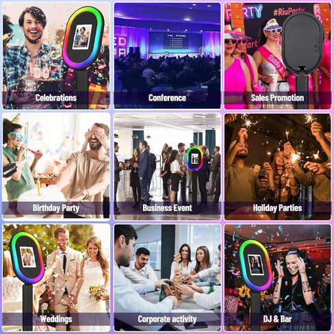 ZLPOWER Photo Booth for Any Ipad Photo Booth Stand Shell with Free Custom Logo Remote Control RGB Beauty Ring Lights Portable Photobooth Machine and Honeycomb Box Perfect for Parties Wedding Events in Kuwait