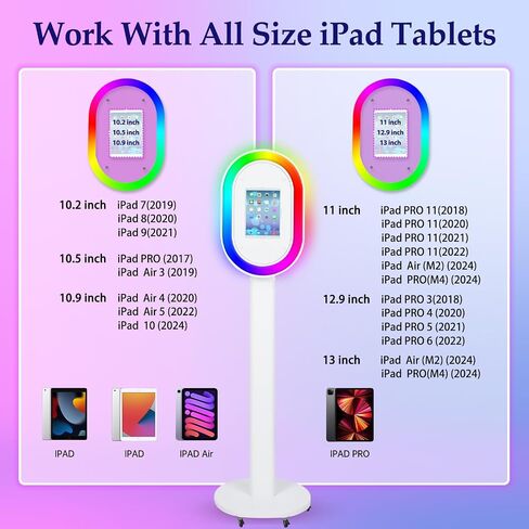 RDYMONKEY Photo Booth for Any Ipad Photo Booth Stand Shell with Free Custom Logo Remote Control RGB Beauty Ring Lights Portable Photobooth Machine and Honeycomb Box Perfect for Parties Wedding Events in Kuwait