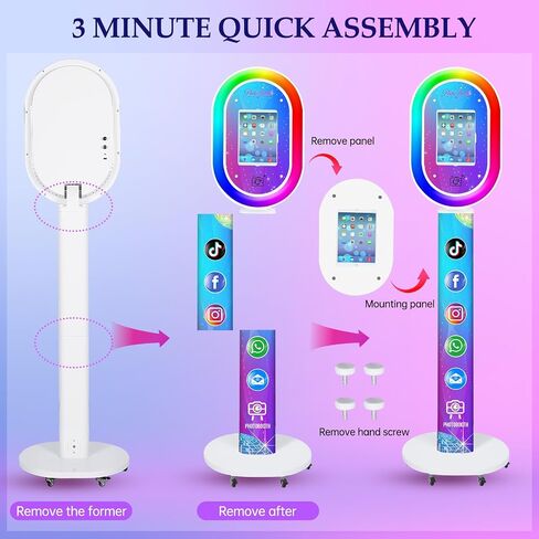 RDYMONKEY Photo Booth for Any Ipad Photo Booth Stand Shell with Free Custom Logo Remote Control RGB Beauty Ring Lights Portable Photobooth Machine and Honeycomb Box Perfect for Parties Wedding Events in Kuwait