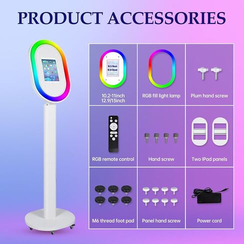 RDYMONKEY Photo Booth for Any Ipad Photo Booth Stand Shell with Free Custom Logo Remote Control RGB Beauty Ring Lights Portable Photobooth Machine and Honeycomb Box Perfect for Parties Wedding Events in Kuwait