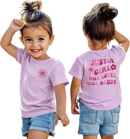 GLIGLITTR Toddler Girl Father's Day Shirt Just a Girl Who Loves Her Daddy Tshirt Daddy's Girl Outfit Kids Fathers Day Tee Top in Kuwait