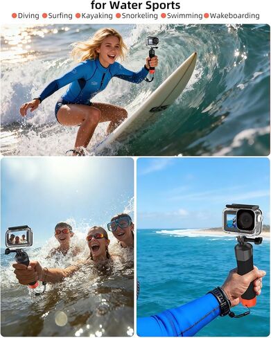 Osmo Action Waterproof Case + Floating Handle Grip for DJI Action 5 Pro/4/3 | for Xtra Edge, Diving Accessories Kit/Underwater Stick/Monopod/Housing Shell Cage for Scuba, Snorkeling, Water Shooting in Kuwait
