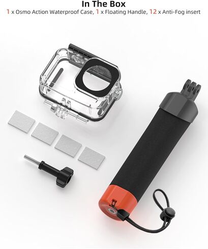 Osmo Action Waterproof Case + Floating Handle Grip for DJI Action 5 Pro/4/3 | for Xtra Edge, Diving Accessories Kit/Underwater Stick/Monopod/Housing Shell Cage for Scuba, Snorkeling, Water Shooting in Kuwait