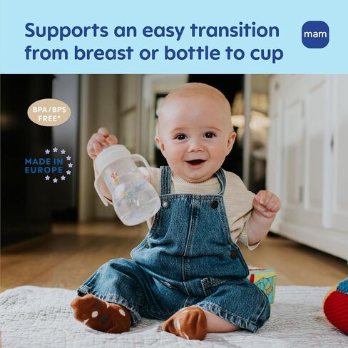 MAM 9.5oz Fun to Drink Spill Proof Baby Training Cup 8+ Months, 2 Pk | Glow In The Dark Handles, Soft Silicone Spout, BPA Free, Bottle To Cup Transition, Dishwasher Safe, Made In Europe in Kuwait