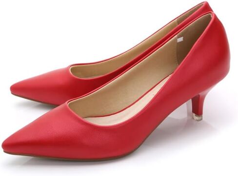 kkdom Women's Classic Leather Kitten Heel Pointed Toe Bridal Wedding Party Office Work Dress Pump Shoes in Kuwait