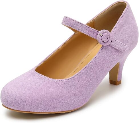 Women's Kitten Heels Mary Jane Pumps Closed Round Toe Vintage Low Heel Ankle Strap Heels Office Work Wedding Shoes in Kuwait