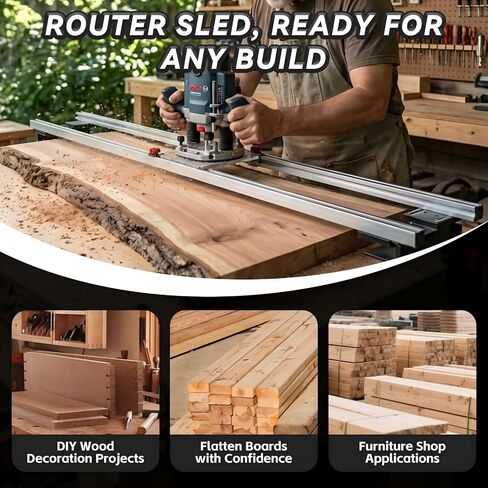 47.2in Router Sled for Flattening Slabs,3-Axis Height Adjustment System,Slab Flattening Jig for Woodworking Includes Pre-drilled and Blank Router Plates in Kuwait