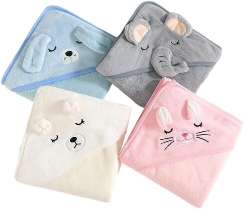 Baby Hooded Towel - Super Absorbent, Natural Baby Towel, Soft Coral Fleece Bath Towel, Suitable for Boys and Girls (Gray-31.5inch) in Kuwait