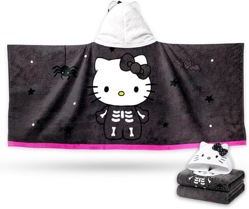 Hello Kitty Hooded Towel Poncho for Kids Toddlers - Surf Poncho Bundle | Sanrio Beach Towel with Hood Plus Stickers, More | Hello Kitty Bathroom Set in Kuwait
