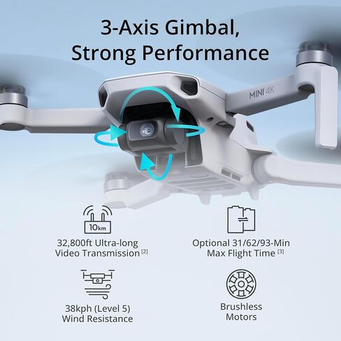 DJI Mini 4K Protection Bundle, Drone with 4K UHD Camera for Adults, Under 249 g, 3-Axis Gimbal Stabilization, 10km Video Transmission, Propeller Guard, Landing Gear, Propellers Compatible in Kuwait