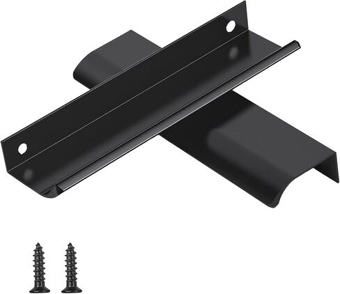 HOME MASTER HARDWARE 10 Pack Edge Finger Pulls for Cabinets 150mm/5.91" Length, Modern Drawer Concealed Tab Pulls, 128mm Hole Center Arc-Shaped Hidden Edge Pulls Handles for Home Cabinet, Silver in Kuwait