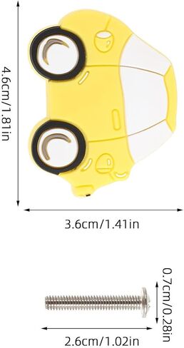 jojofuny 2pcs Yellow Car Shaped Nursery Drawer Pulls for Wardrobe Handles, Scratch-Resistant PVC Cartoon Knobs with Comfortable Grip for ’s Furniture and Nursery Room in Saudi Arabia