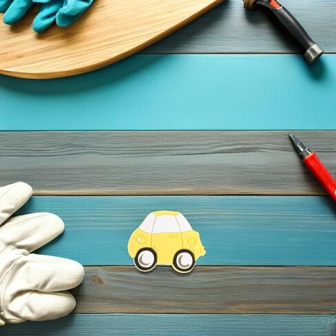 jojofuny 2pcs Yellow Car Shaped Nursery Drawer Pulls for Wardrobe Handles, Scratch-Resistant PVC Cartoon Knobs with Comfortable Grip for ’s Furniture and Nursery Room in Saudi Arabia
