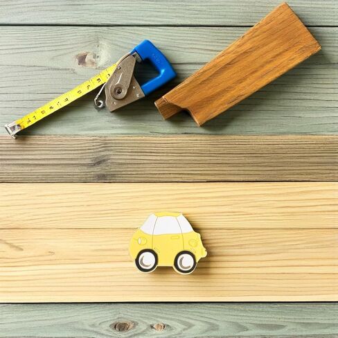 Uonlytech 2pcs Yellow Car Shaped Cartoon Cabinet Handles Comfortable Grip Scratch-Resistant PVC Pulls for Furniture and Cupboard Drawer Handles in Kuwait