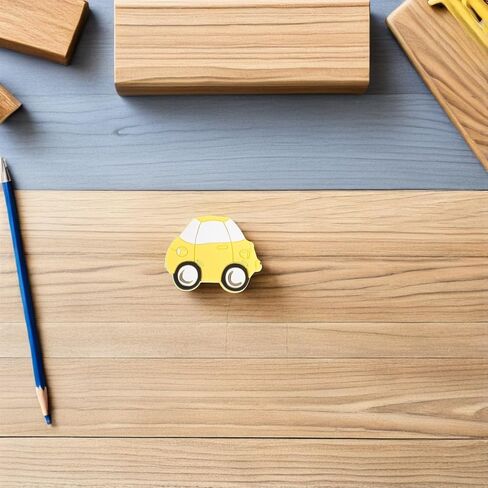 Uonlytech 2pcs Yellow Car Shaped Cartoon Cabinet Handles Comfortable Grip Scratch-Resistant PVC Pulls for Furniture and Cupboard Drawer Handles in Kuwait