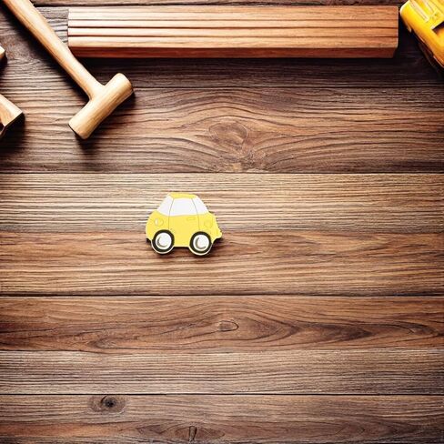 Angoily 2pcs Cartoon Car Shaped Dresser Pull Handles, Yellow PVC Cabinet Knobs with Comfortable Grip and Easy Installation for Cupboard and Drawer in Nursery or Room in Kuwait
