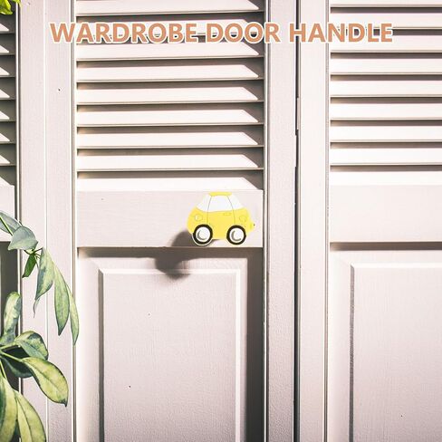 Angoily 2pcs Cartoon Car Shaped Dresser Pull Handles, Yellow PVC Cabinet Knobs with Comfortable Grip and Easy Installation for Cupboard and Drawer in Nursery or Room in Kuwait