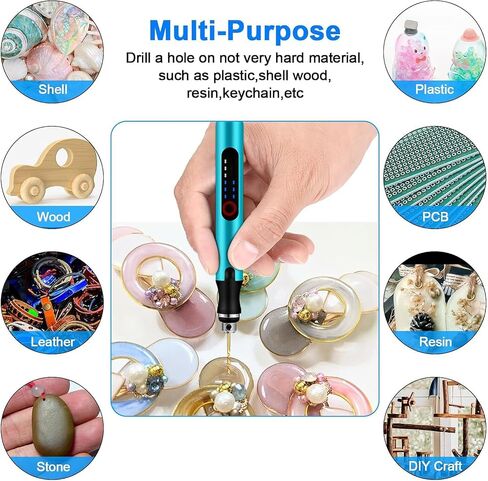 Cordless Mini Drill Pen, Rotary Tool Rechargeable Electric Hand Drill with 3-Speed Drill for tight spaces,DIY Micro Polishing Pen for Jewelry Making, Stone, Plastic, Resin in Kuwait