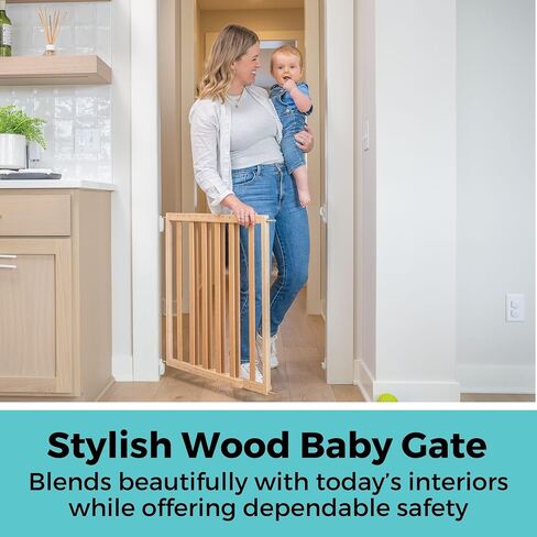 Toddleroo by North States LuxeCraft Wood Baby Safety Gate for Stairs & Doorways, Hardware Mount, Adjustable 25.25 to 39.25 Inches Wide, 30 Inches High, Beechwood Natural Wood in Kuwait