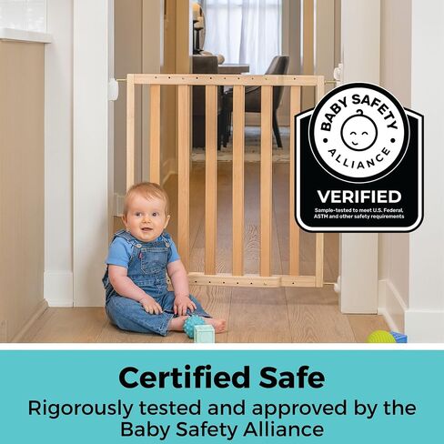 Toddleroo by North States LuxeCraft Wood Baby Safety Gate for Stairs & Doorways, Hardware Mount, Adjustable 25.25 to 39.25 Inches Wide, 30 Inches High, Beechwood Natural Wood in Kuwait