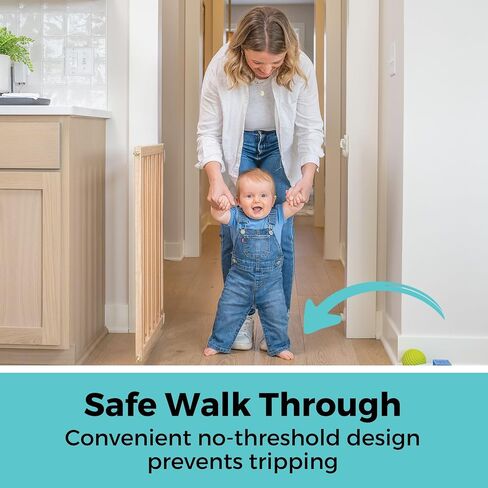 Toddleroo by North States LuxeCraft Wood Baby Safety Gate for Stairs & Doorways, Hardware Mount, Adjustable 25.25 to 39.25 Inches Wide, 30 Inches High, Beechwood Natural Wood in Kuwait
