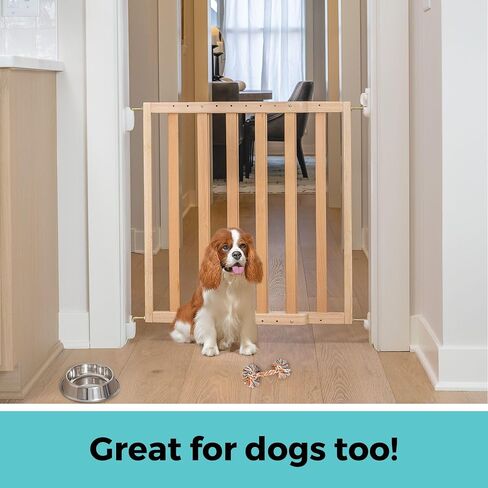 Toddleroo by North States LuxeCraft Wood Baby Safety Gate for Stairs & Doorways, Hardware Mount, Adjustable 25.25 to 39.25 Inches Wide, 30 Inches High, Beechwood Natural Wood in Kuwait