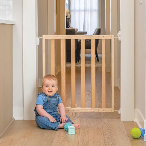 Toddleroo by North States LuxeCraft Wood Baby Safety Gate for Stairs & Doorways, Hardware Mount, Adjustable 25.25 to 39.25 Inches Wide, 30 Inches High, Beechwood Natural Wood in Kuwait