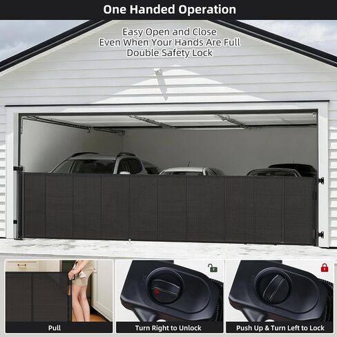 Retractable Baby & Pet Gate, 236″L x 42″H Extra Wide Mesh Retractable Dog Gate, 7 Reinforced Rods & Suction Cups, Safety Lock, One-Hand Operation,16 FT Easy Install for Indoor Outdoor, Black in Saudi Arabia