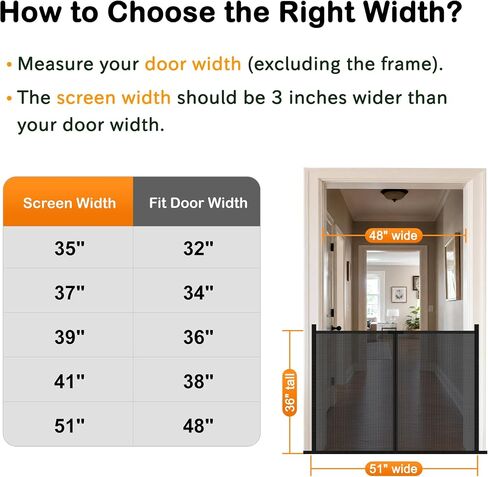 Mesh Dog Gate for Doorways&Stairs, Fits Door Opening 36" Tall x 48" Wide-Screen Size 36" Tall x 51" Wide, No Drilling Scratch-Resistant mesh Pet Screen Indoor, Portable&Foldable No Screw Puppy Barrier in Kuwait