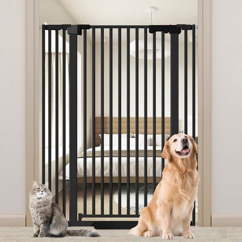 51'' Extra Tall Cat Gate Barrier for Doorways Hallways, Pressure Mounted Pet Dog Gates No Drilling Auto Close, Cat Fence Indoor Climb Proof 30-32.6'' Wide (Black) in Saudi Arabia
