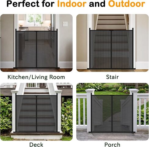 Mesh Dog Gate for Doorways&Stairs, Fits Door Opening 36" Tall x 48" Wide-Screen Size 36" Tall x 51" Wide, No Drilling Scratch-Resistant mesh Pet Screen Indoor, Portable&Foldable No Screw Puppy Barrier in Kuwait
