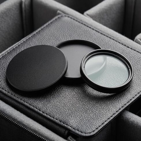 ibasenice Compact and Protective Camera Lens Filter Carrying Case with Cover, Aluminum Alloy Material, Black Color, 1 Pair Filter Caps for Travel and Photoshot Use in Kuwait