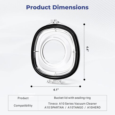 A10 Dustbin Lid with Filters Replacement Set Compatible with Tineco Vacuum | Fit for A10 / A10 Hero vacuum cleaner, Easy to install, Come with Sealing Ring, Durable, Lightweight, Clear in Kuwait