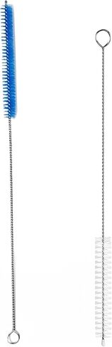 2 Pack Straw Cleaner Brush, Reusable Metal Handles Straw Cleaner Brush Extra Long for Stanley Mug 40, 30, 20 oz, 10mm Wide for Sippy Cup, Water Bottle and Tubes (Clear+Blue) in Kuwait