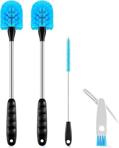 SLUXKE Long Handle Bottle Brush Set with Straw Cleaner Brush and 3 in 1 Cup Lid Cleaning Brush, Water Bottle Cleaner with Stainless Steel Handle for Cleaning Cup, Water Bottles, Tumblers, Baby Bottles in Kuwait