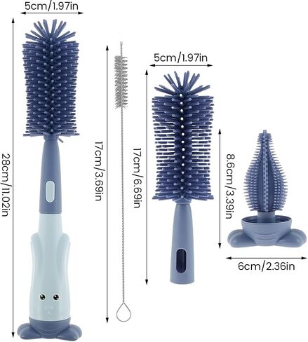 3Pcs Bottle Brush Set Lone Handle Silicone Bottle and Teat Cleaning Brush with Stand Portable Straw Cleaner Brush Nipples Brush Reusable Bottle Cleaner Brush for Bottles Home in Kuwait
