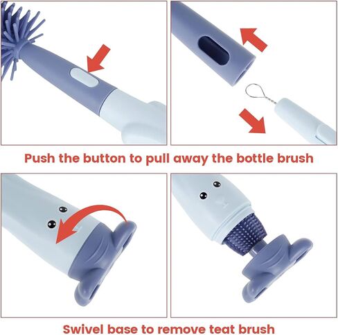 3Pcs Bottle Brush Set Lone Handle Silicone Bottle and Teat Cleaning Brush with Stand Portable Straw Cleaner Brush Nipples Brush Reusable Bottle Cleaner Brush for Bottles Home in Kuwait