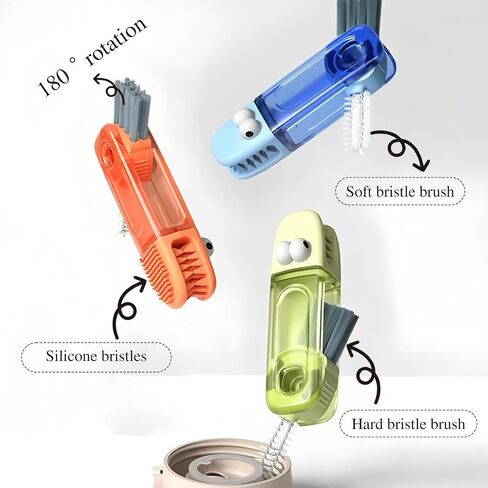 3 in 1 Multifunctional Cup Lid & Bottle Gap Cleaning Brush Set - Portable Crevice Cleaner for Tight Spaces, Home Kitchen Generic Use (3-Pack,Style2) in Kuwait