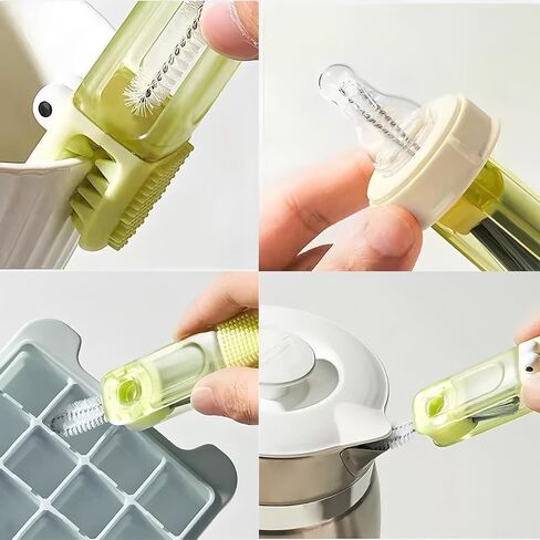 3 in 1 Multifunctional Cup Lid & Bottle Gap Cleaning Brush Set - Portable Crevice Cleaner for Tight Spaces, Home Kitchen Generic Use (3-Pack,Style2) in Kuwait