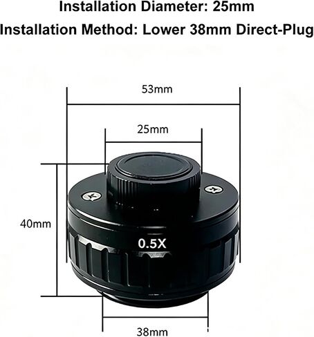 0.35X C Mount Adapters Lens for Trinocular Stereo Microscope | Focus Adjustable CTV Microscope Lens, 38mm Camera Interface Adapter,Black in Kuwait