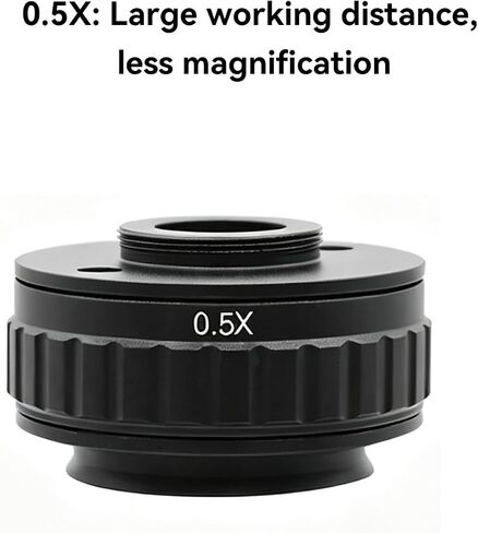 0.35X C Mount Adapters Lens for Trinocular Stereo Microscope | Focus Adjustable CTV Microscope Lens, 38mm Camera Interface Adapter,Black in Kuwait