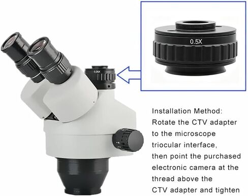0.35X C Mount Adapters Lens for Trinocular Stereo Microscope | Focus Adjustable CTV Microscope Lens, 38mm Camera Interface Adapter,Black in Kuwait