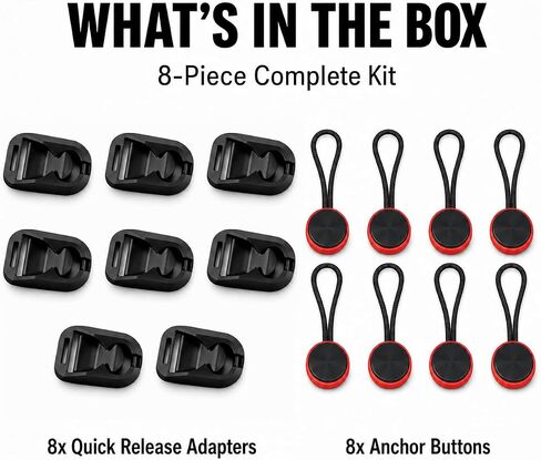 8-Piece Camera Strap Quick Release Connector Kit | Includes quick-release buckles and anchor connectors for DSLR, mirrorless, action cameras, and camera straps. in Kuwait